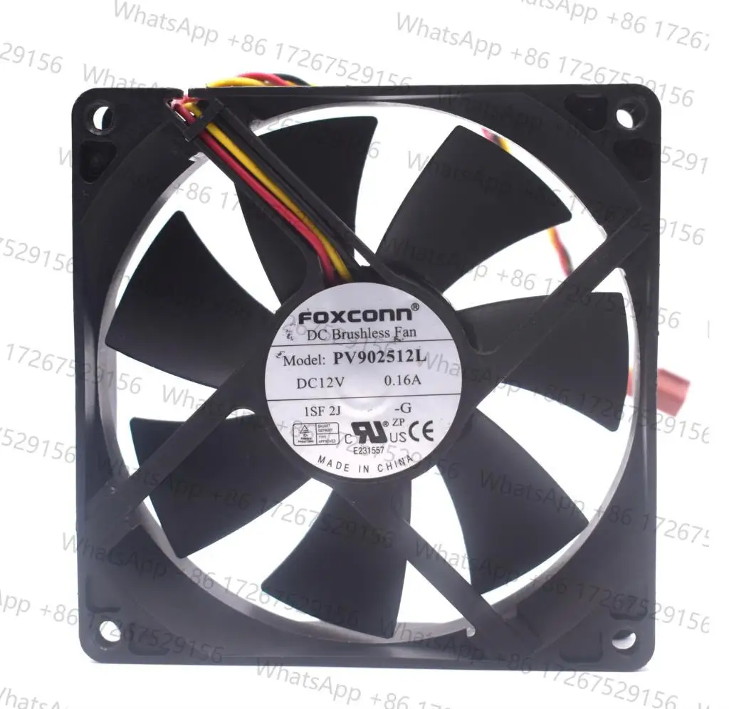 PV902512L For FOXCONN DC 12V 0.16A 3-wire 92x92x25mm Server Cooling Fan 9cm