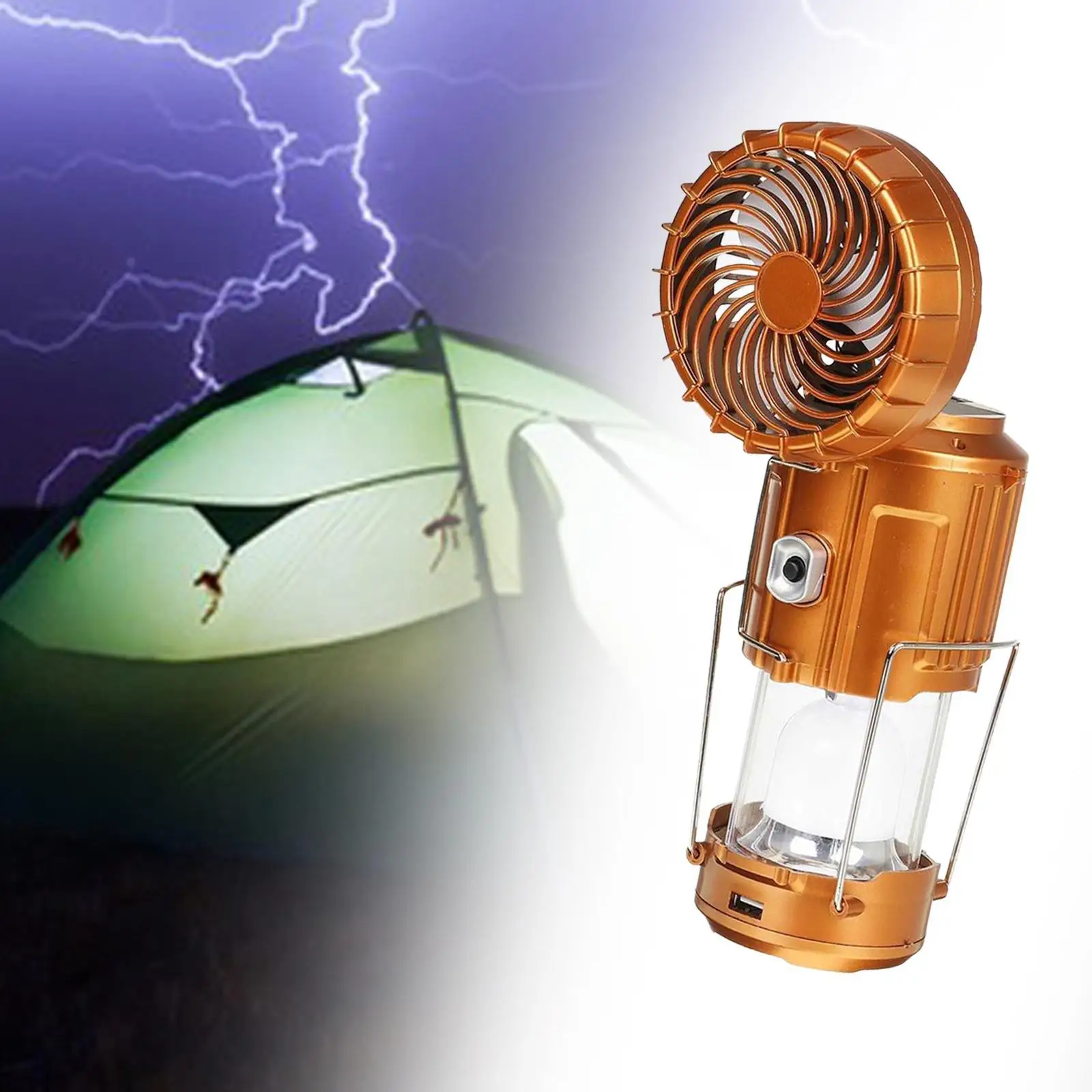 Solar Camping Lantern Rechargeable Folding LED Light with Portable Design and Fan for Picnics Fishing and Emergencies