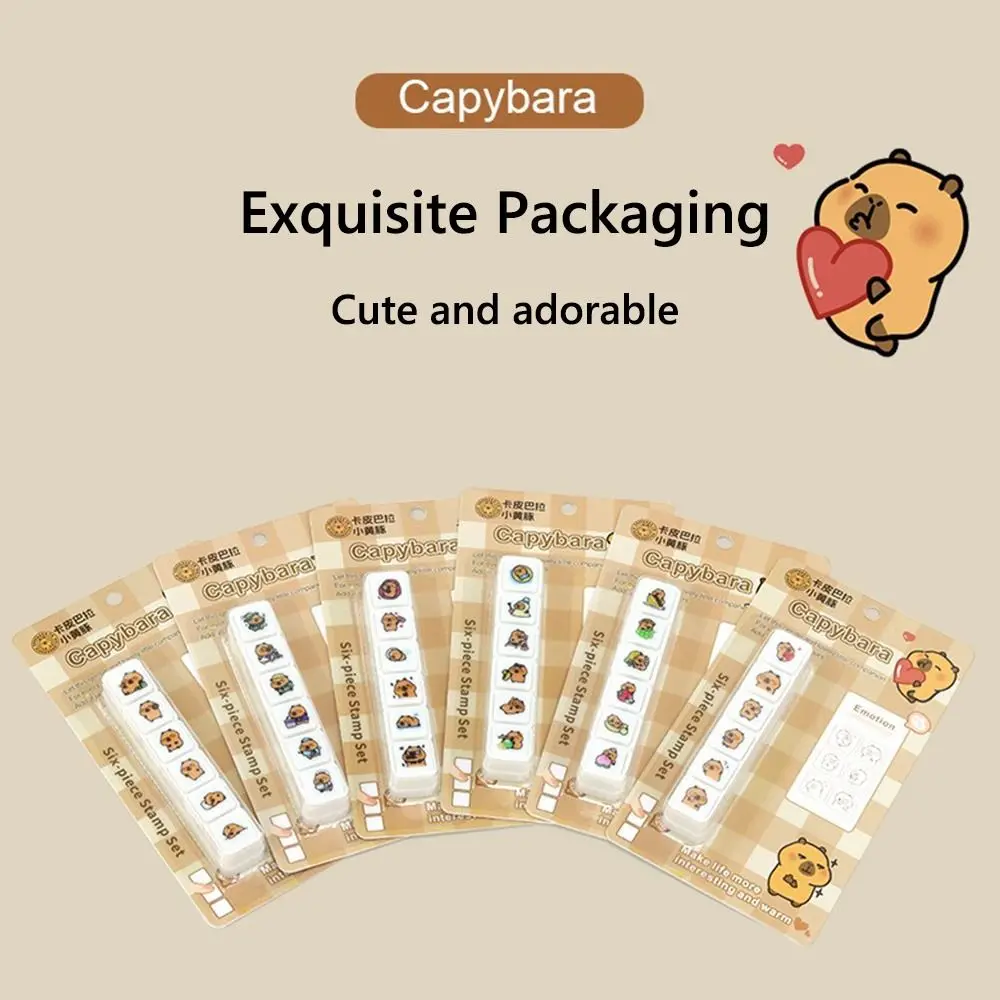6 قطعة/المجموعة البلاستيك الذاتي الحبر ختم كابيبارا أنماط DIY ألبوم مجلة مخطط ألبوم صور ختم الطوابع الزخرفية الأطفال
