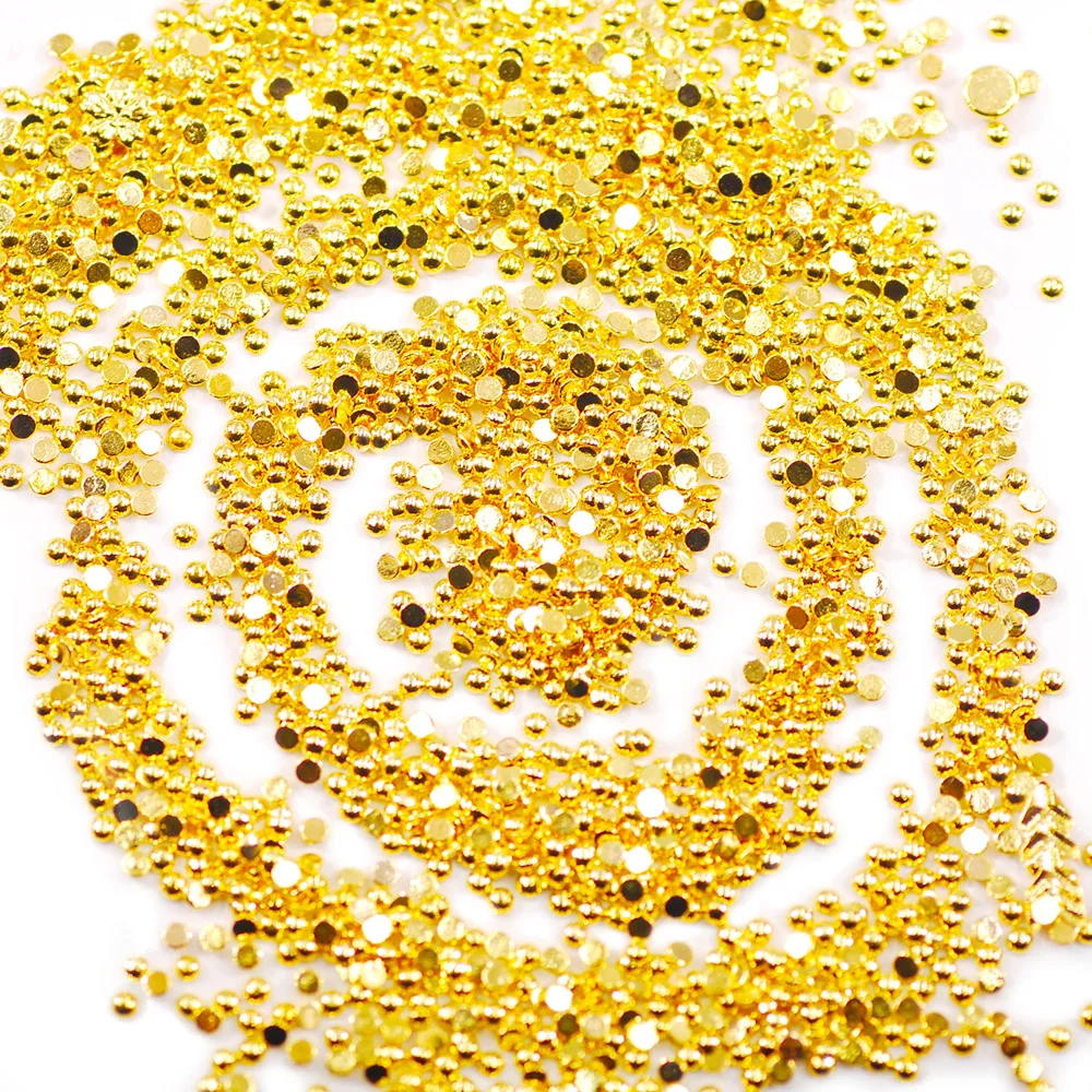 VDD 1000 قطعة الذهبي مسمار الفن الديكور شقة الظهر المعادن ثلاثية الأبعاد مجوهرات أظافر لتصميم مانيكير موضة الفن اكسسوارات للأظافر DIY بها بنفسك