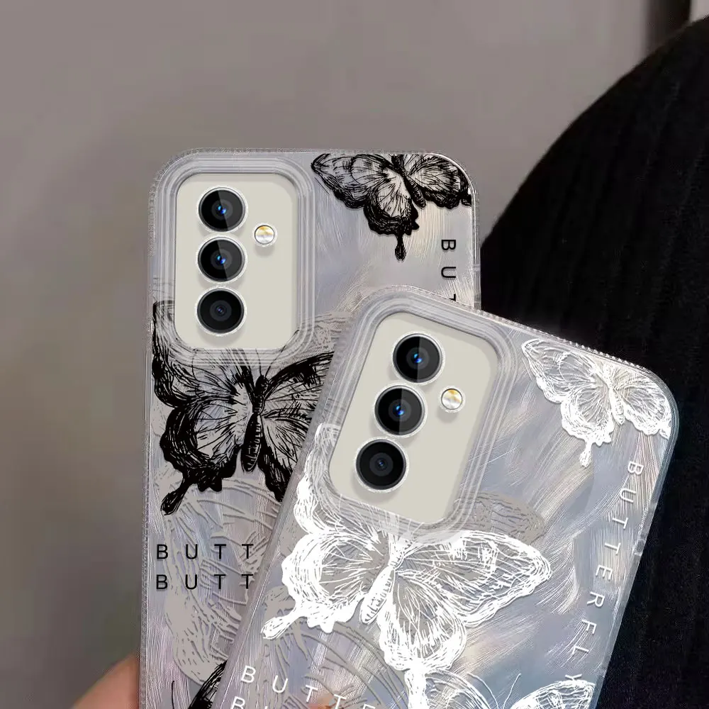 Butterfly IMD Case For Samsung Galaxy A73 A72 A71 A55 A54 A53 A52 A51 A50 A35 A34 A33 A32 A32 A31 A30 A25  Feather Yarn Cover