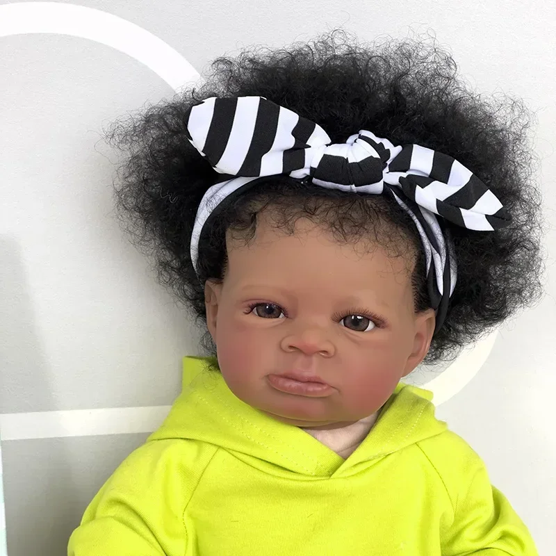 

20inch Reborn Baby Lanny with Dark Brown Skin Doll Art Made 3D Skin Lifelike Baby Collectible Doll Gifts