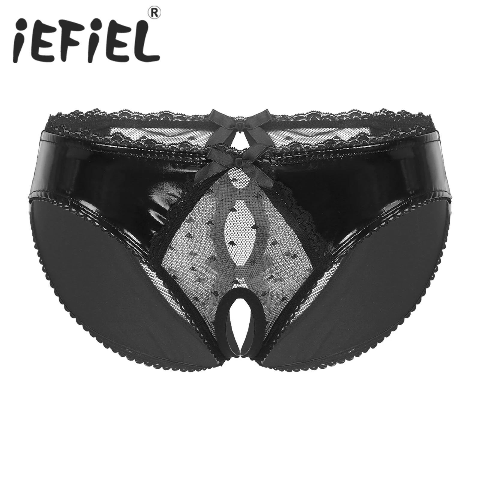 

Women's Sexy Briefs Lingerie Open Crotch Exotic Panties Ladies Underwear Transparent Breathable Embroidered Low-Waist Underpants