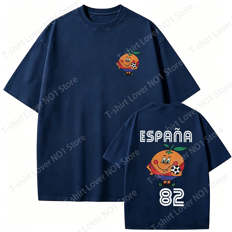Neues T-Shirt aus 100 % Baumwolle, Espana 82, Spanien-Maskottchen, 1982, Fußball-Print, T-Shirt für Damen und Herren, lockeres Kurzarm-T-Shirt mit Naranjito-Aufdruck – Detail 5