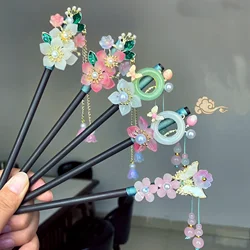 Vintage Wood Hairpins for Women Girls Handmade Luxury Flower Hair Sticks For Bun Updo Wedding Party Hair Accessries