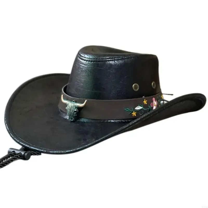 

L5YA Cool Cowgirl Hat Breathable Summer Sunscreen HandGentleman Cowboy Hat Prairie