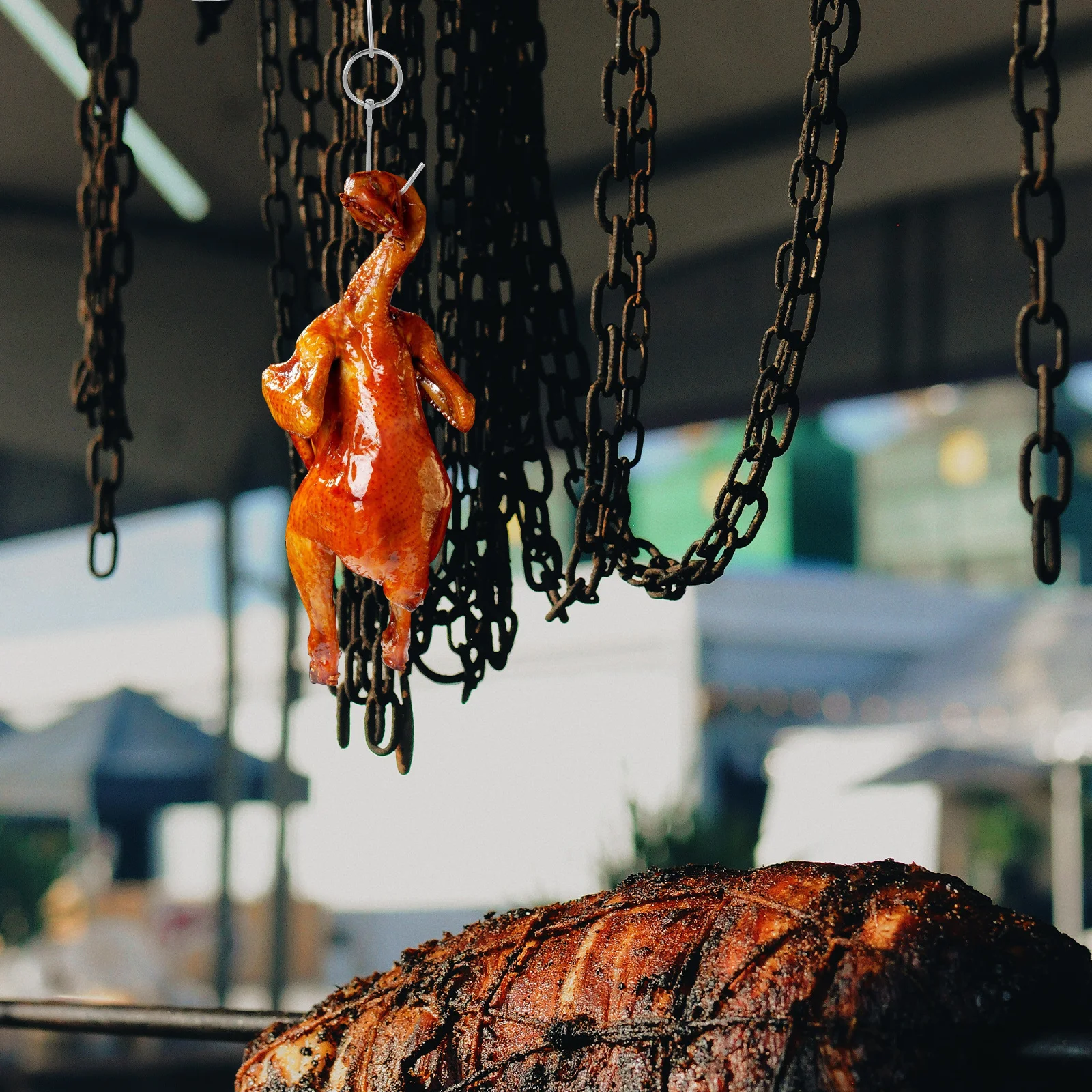 2 قطعة خطافات اللحوم القوية الحاملة من الفولاذ المقاوم للصدأ شوك الشمع المشوي لخطافات الشواء حلقات شار