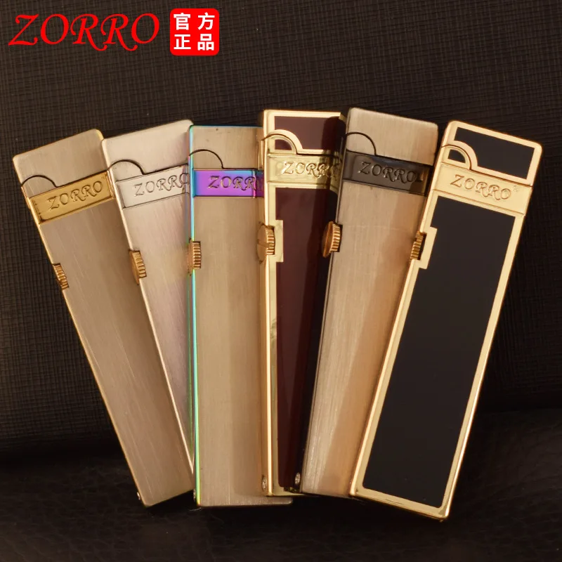 ZORRO Mini Slim Long Kerosene Lighter Resin Craft Classic Grinding Wheel Ignition Portable Smoking Accessories Gadgets For Men