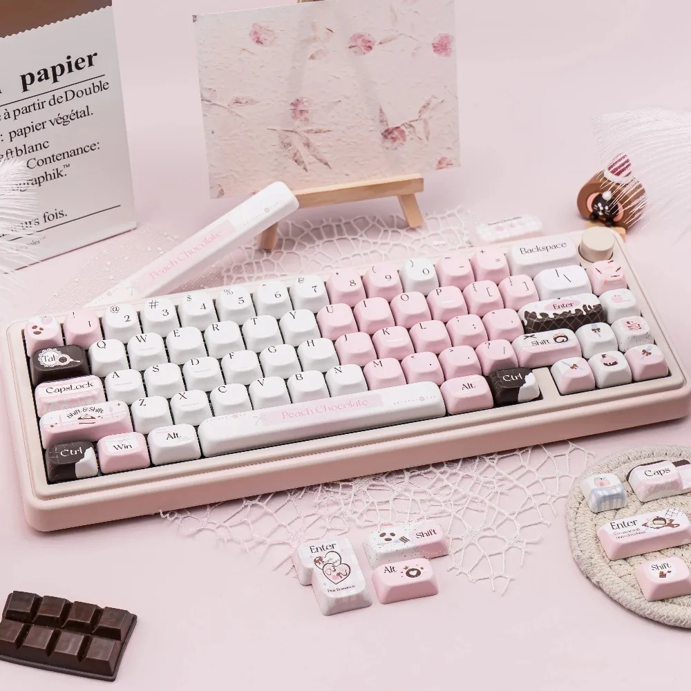 Pink Chocolate Theme 149/130 Keys Keycaps Set Hot Sublimation PBT FOA Cherry Profile MX Switch Mechanical Keyboard Accessories