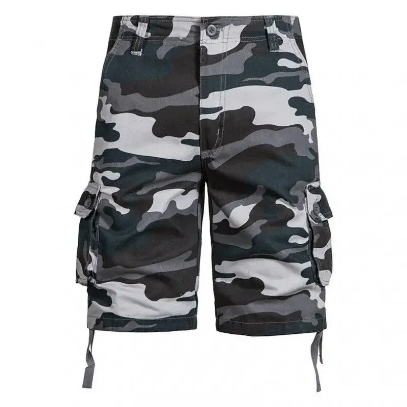 Sommer Herren Baumwolle Camouflage Casual Shorts Multi Pocket Outdoor Cargo Shorts Männer Mode Sport Knielange Hosen Plus Größe 44