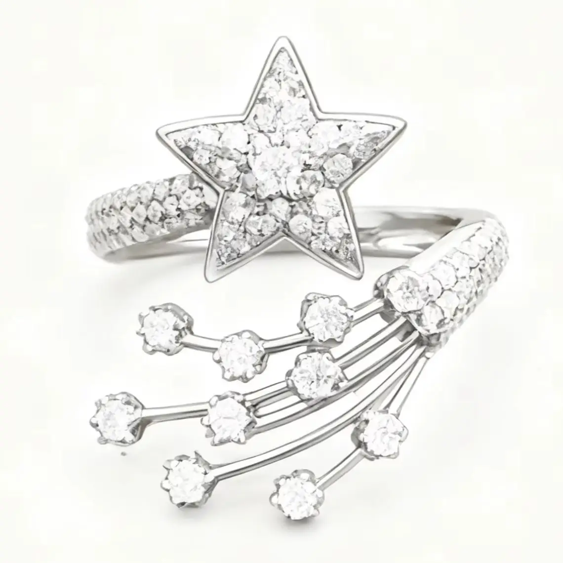 

Thick Rhodium Plated 925 Sterling Silver Capture the Magic of the Cosmos with Our Shooting Star Ring-Premium Quality