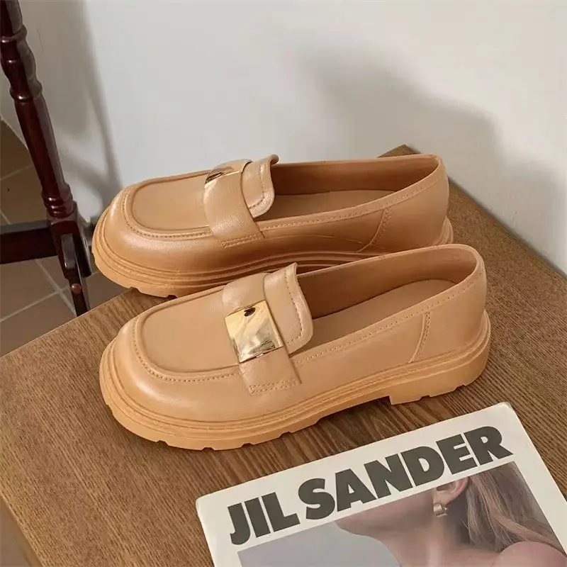 

Новые женские непромокаемые туфли на низком каблуке с толстой подошвой, нескользящая водонепроницаемая рабочая обувь без шнуровки с круглым носком, легкие лоферы