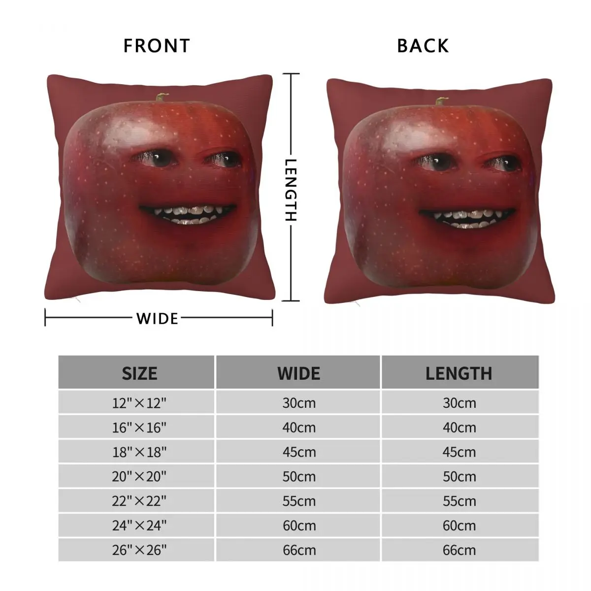 Annoying Orange Apple Square Pillowcase Polyester Linen Velvet Creative Zip Decor Pillow Case Room Cushion Cover