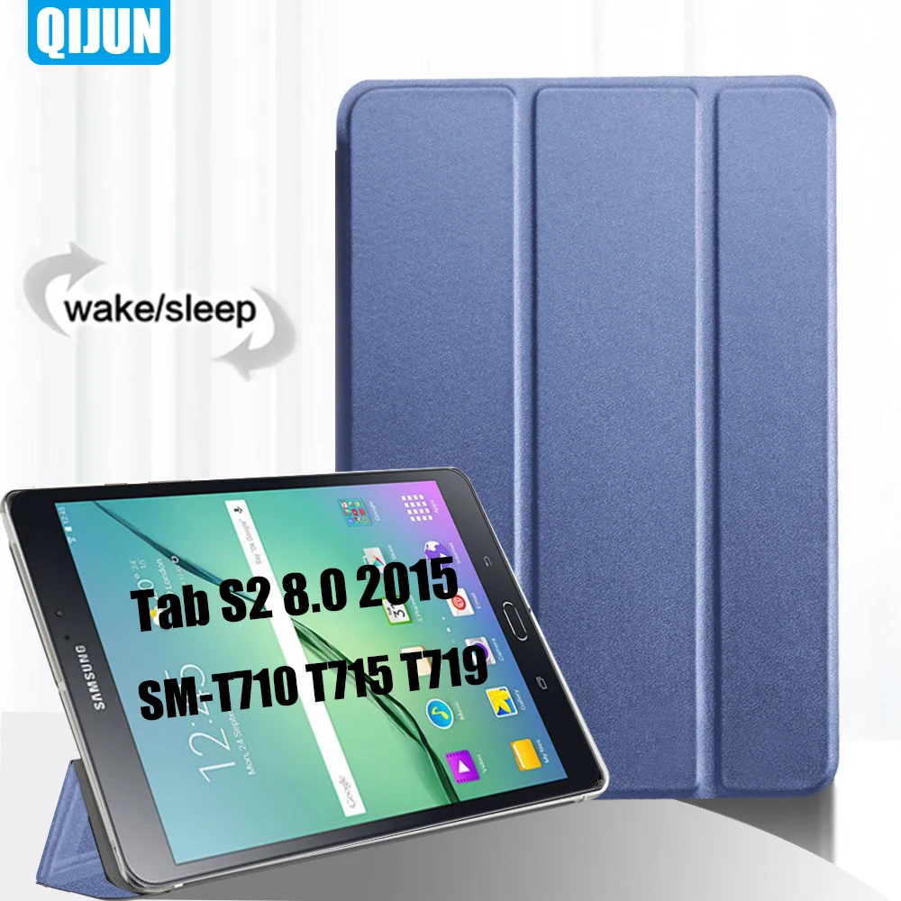 

Tablet case for Samsung Galaxy SM-T710 T715 T719N Smart sleep wake up Tri-fold Full Protective flip cover stand Tab S2 8.0" 2015