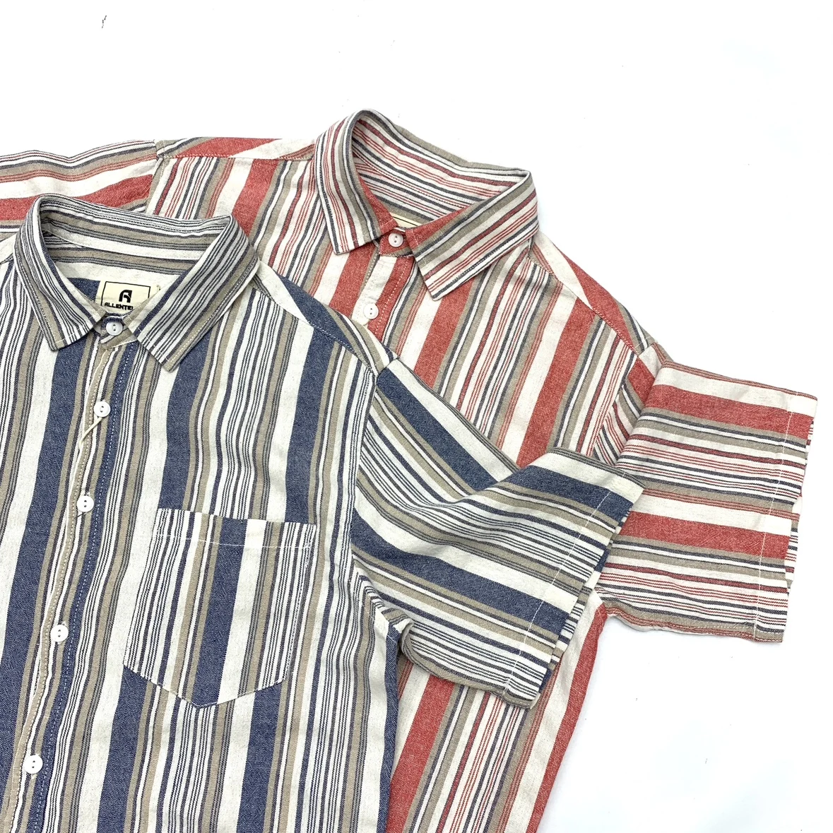 2025 Summer New Japanese Retro Short-Sleeve Turn-down Collar Striped Cotton and Linen Shirt Men's Fashion Washed Casual Blouses