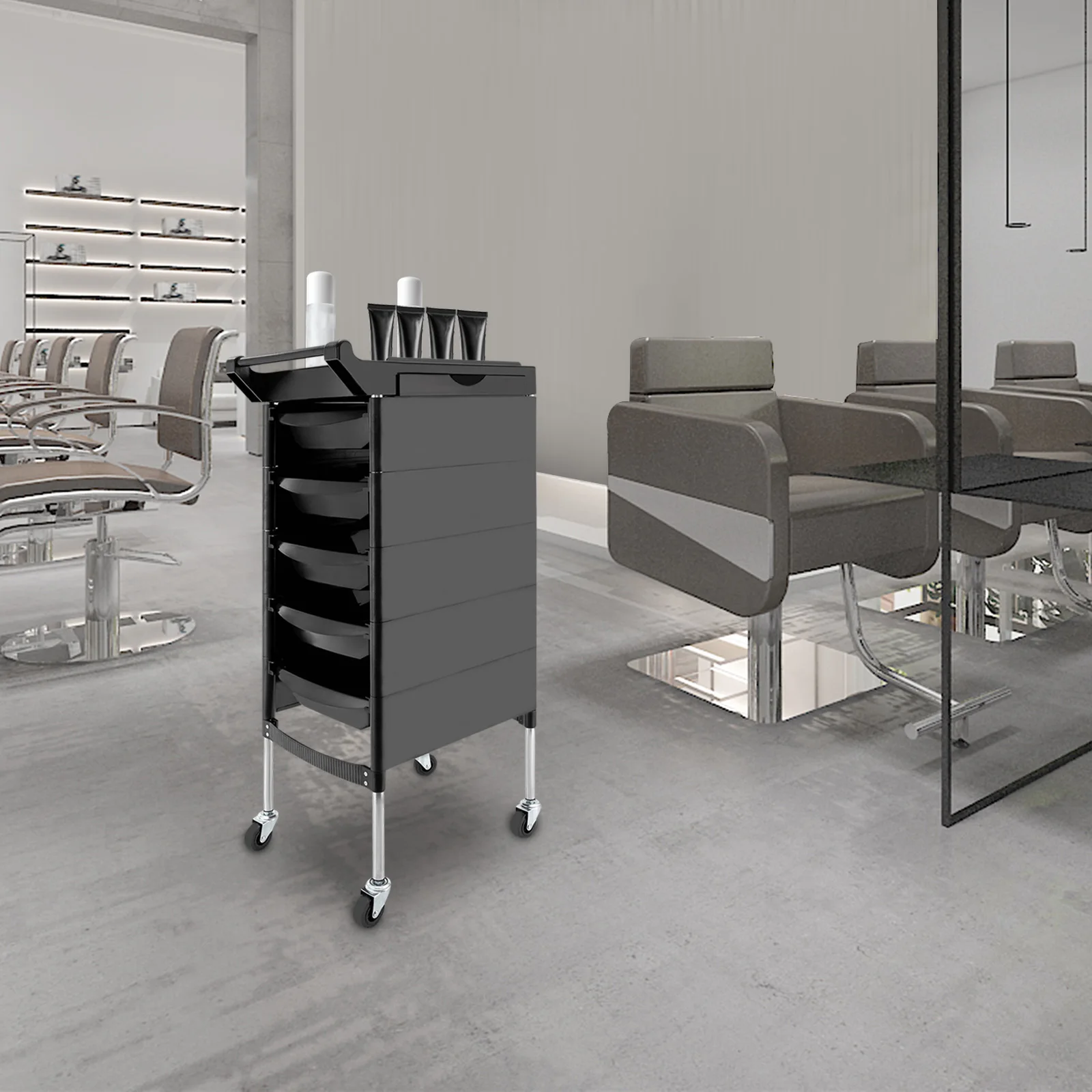 

Salon Trolley Storage Cart Coloring Beauty Spa Rollabout Hair Dryer Holder Cart