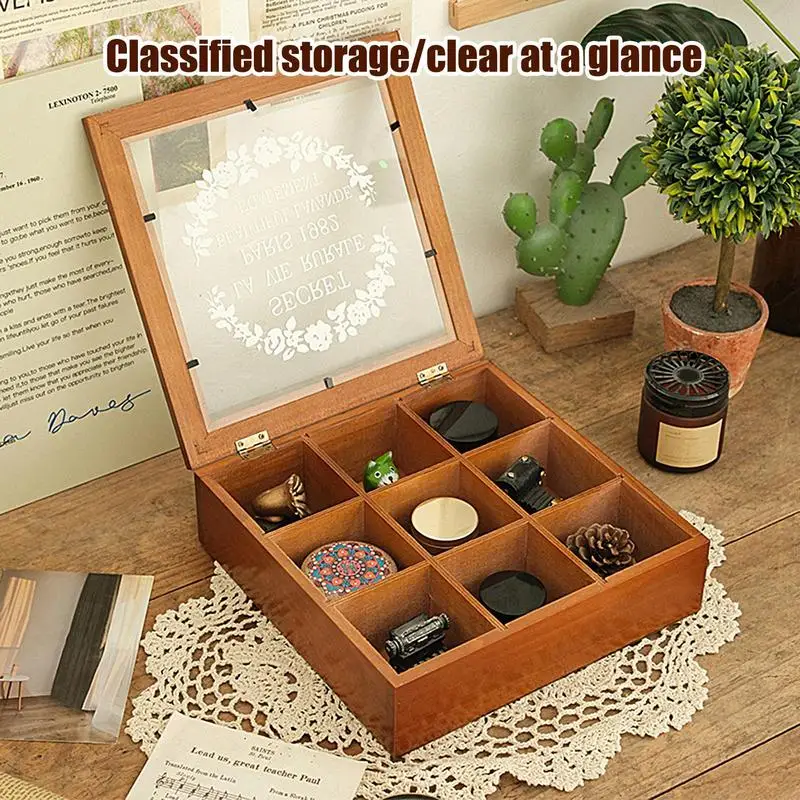 Jewelry Storage Box 9 Grids Figure Jewelry Storage Organization Rack Tea Bags Container Storage Box Necklace Earrings Case