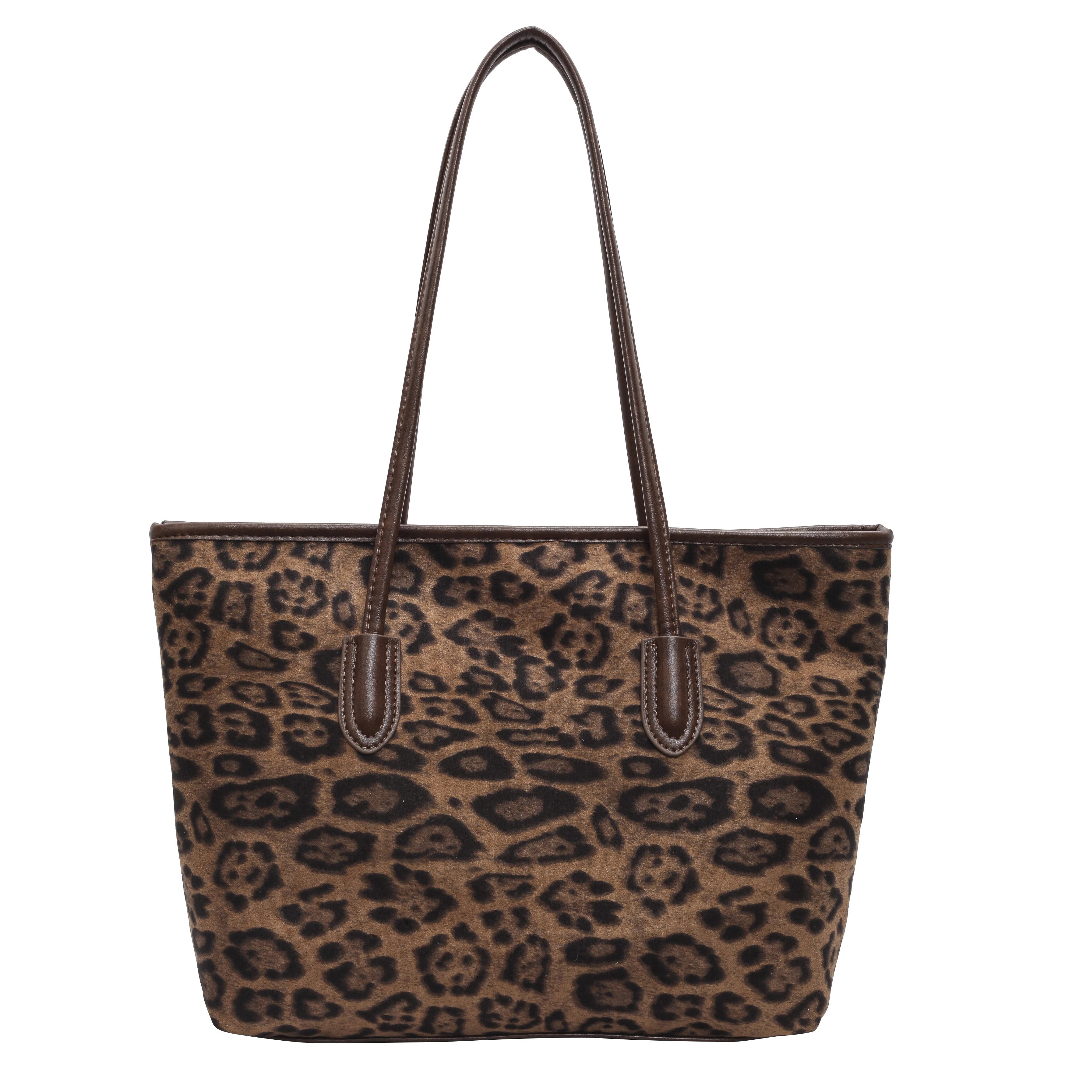 

Faux Suede Leopard Casual Totes 2024 Autumn And Winter Shoulder Bags Large Fashion Shoulder Bags France Style Female Package