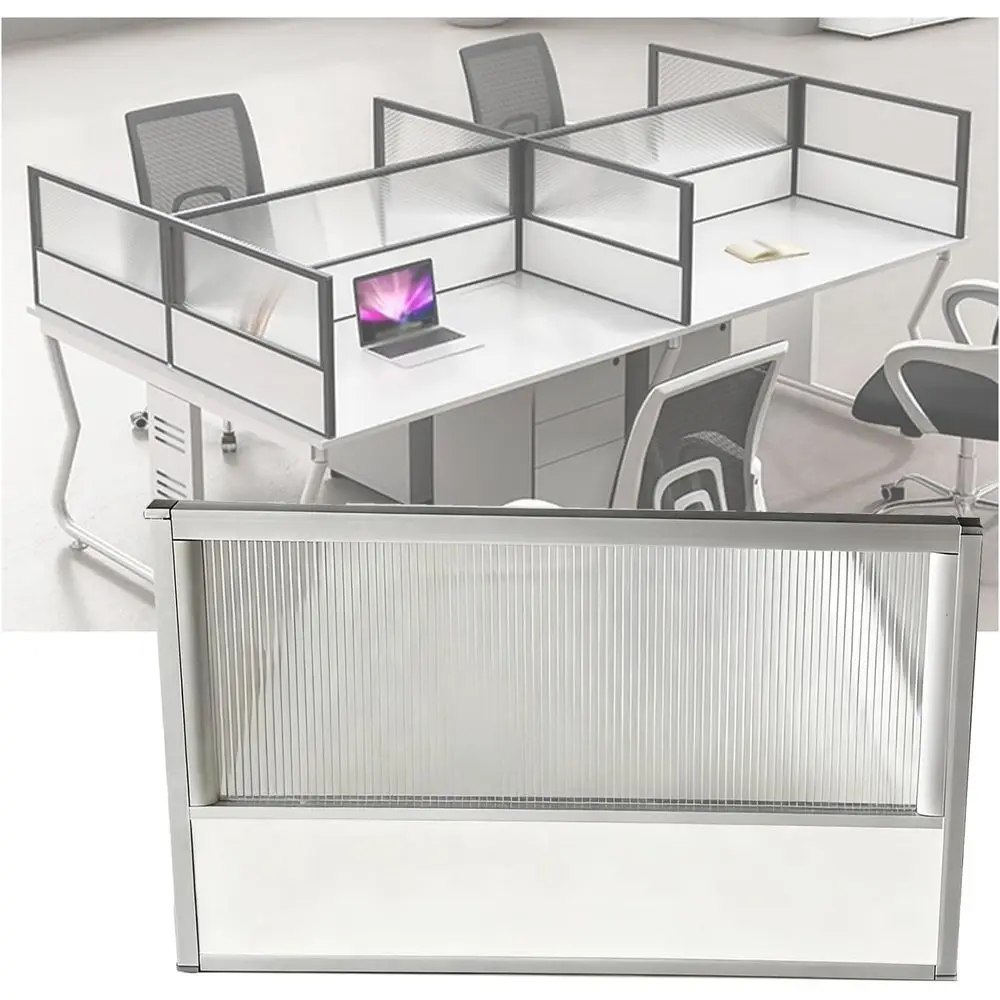 

Алюминиевый разделитель для кабин с полосатым стеклом, офисная панель конфиденциальности для профессиональных и студенческих помещений (130x35 см)