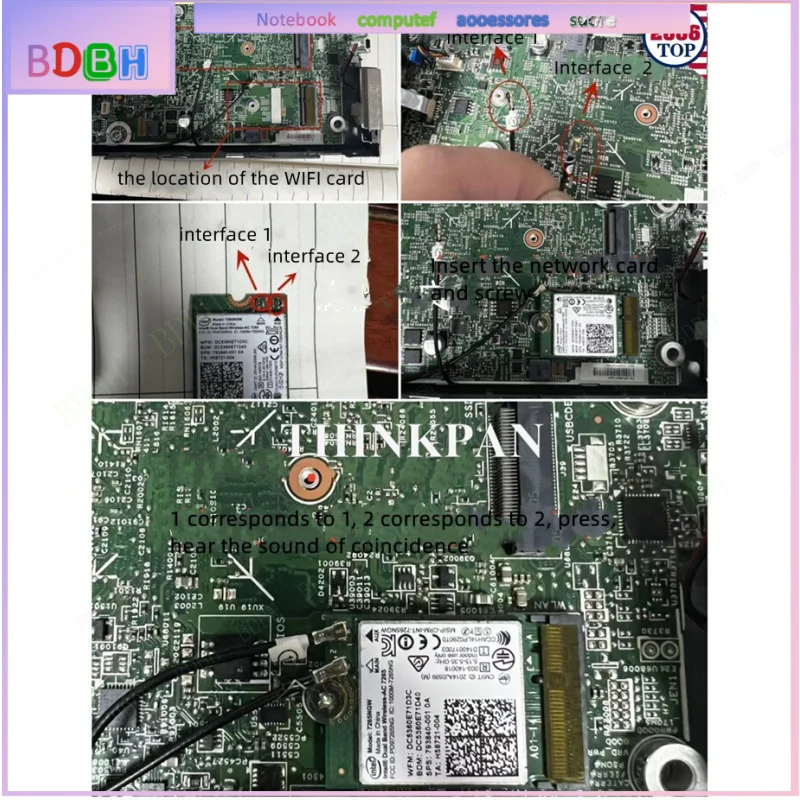 WiFi Antenna Card Cover Kit For HP EliteDesk 800 600 400 G3 DM MINI 7265NGW