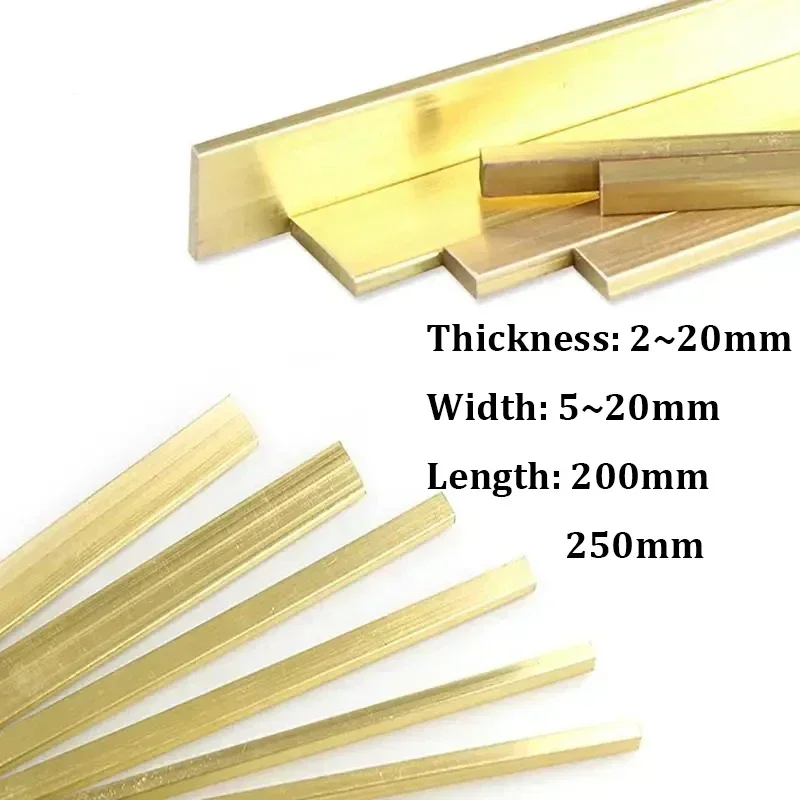 H59 Brass Flat Bar Plate Strip Thicknesses 20mm 15mm 10mm 6mm 5mm 3mm Pure Copper Solids Metal Plate Length 250mm 200mm