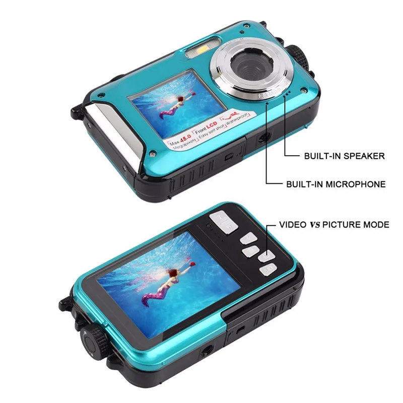 Waterproof High-Definition Digital Camera 48 Million Pixel Dual-Screen Underwater Point-and-shoot Digital Camera Vlog Camera