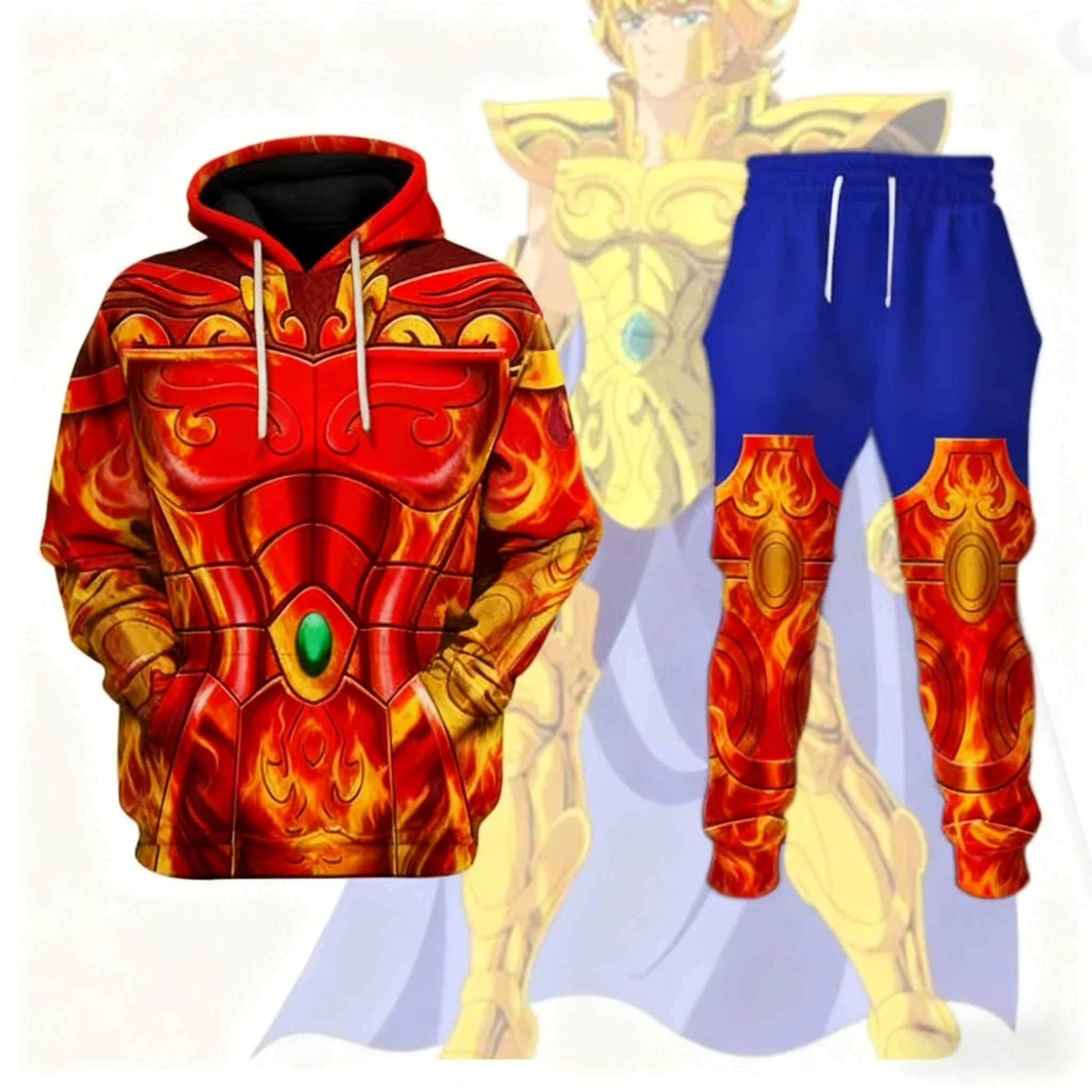 

Popular Cosplay Anime Saint Seiya printed hoodies pants sets 3D Street Harajuku Tracksuit sets Men's Sports jogging Set