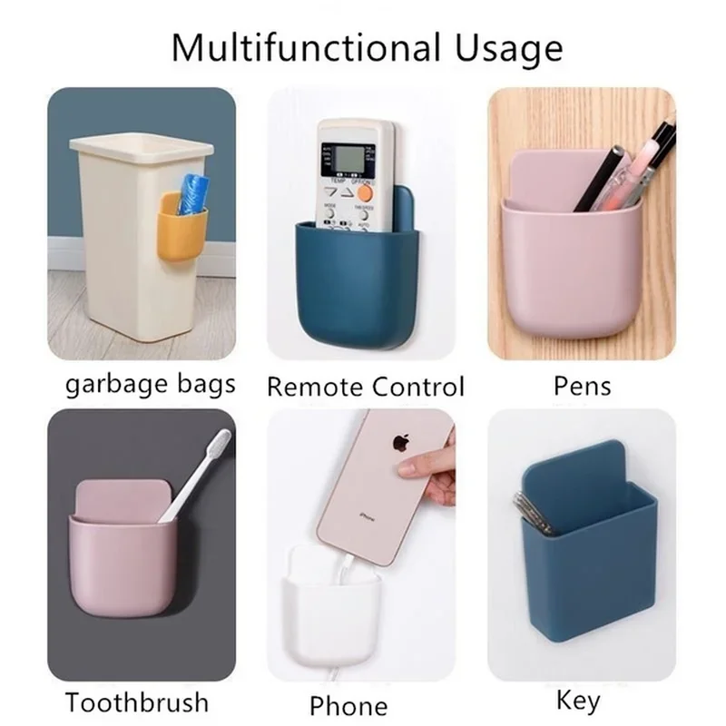 Multifunktionale Wandmontierte Aufbewahrungsbox Fernbedienung Handy-Organizer Steckerhalter Ohne Bohren für Zuhause und Büro – Detail 2