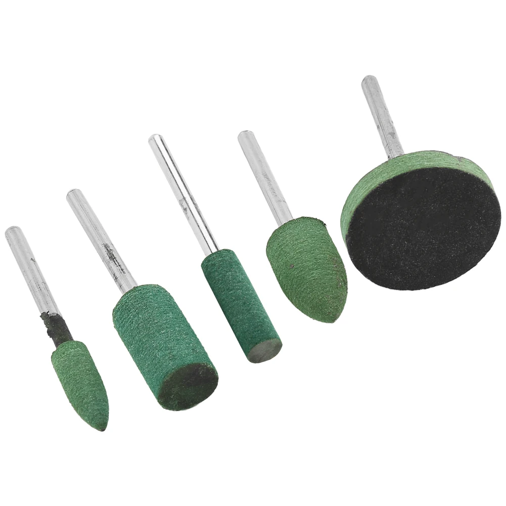Novas cabeças de moagem de borracha para remoção de ferrugem 5 pçs conjunto liga de borracha para polimento de jade greensilver jóias