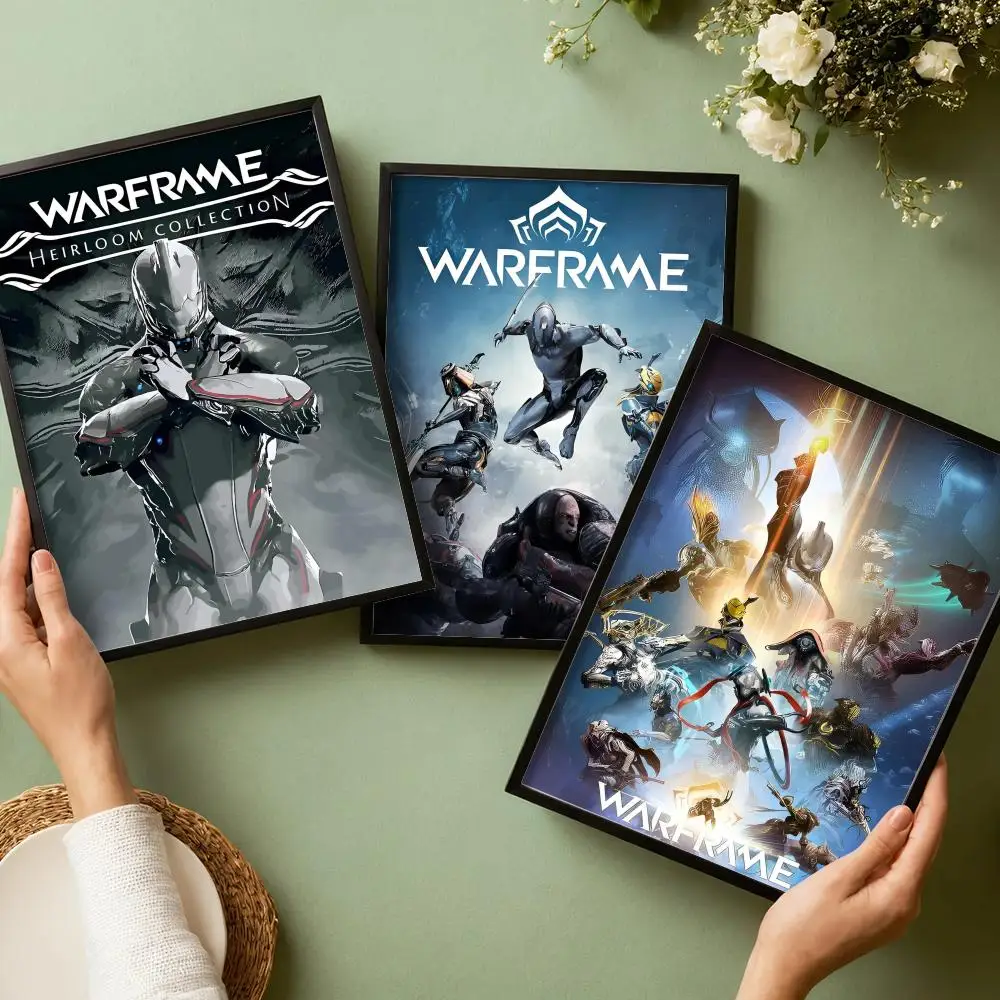W-Warframe Game Poster Stickers Painting Self-Adhesive Mural HD Wall Decals for Bedroom Living Room Home Decor Gift