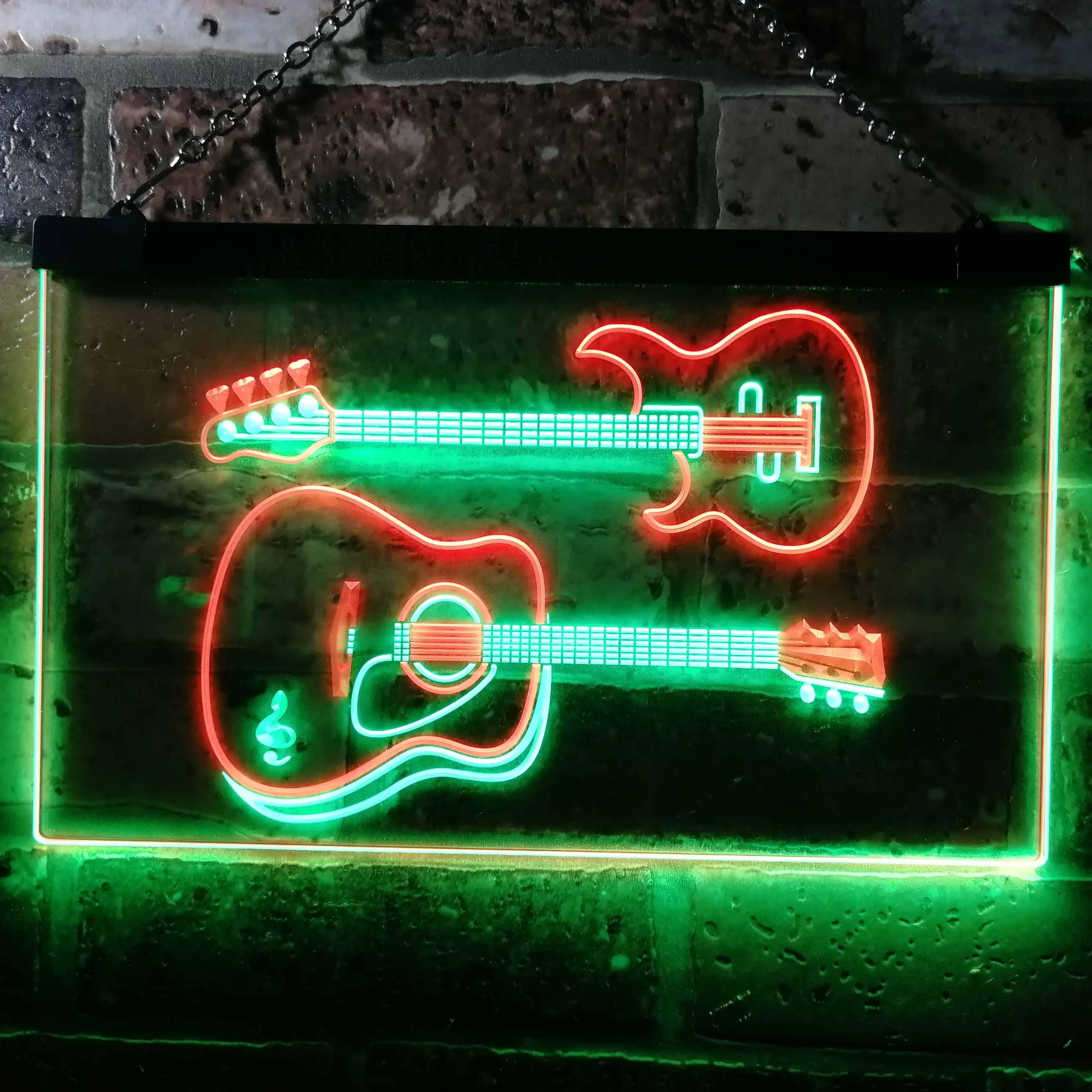 

Guitar Electronic Acoustic Music Room Dual Color Led Neon Sign st6-m0014