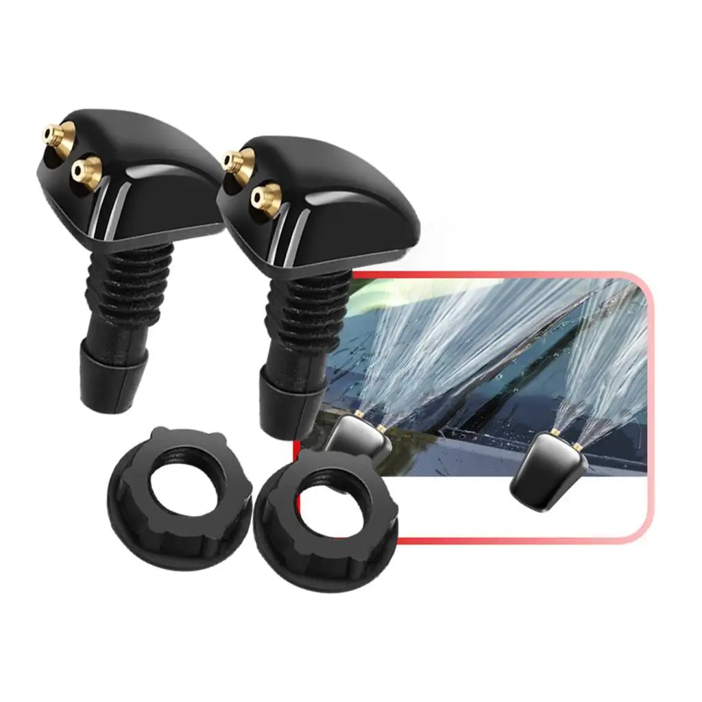 Windshield Washer Jets Nozzle Sprayer Universal Fit Car Double Hole Water Spray Kit Nylon Front Replacement