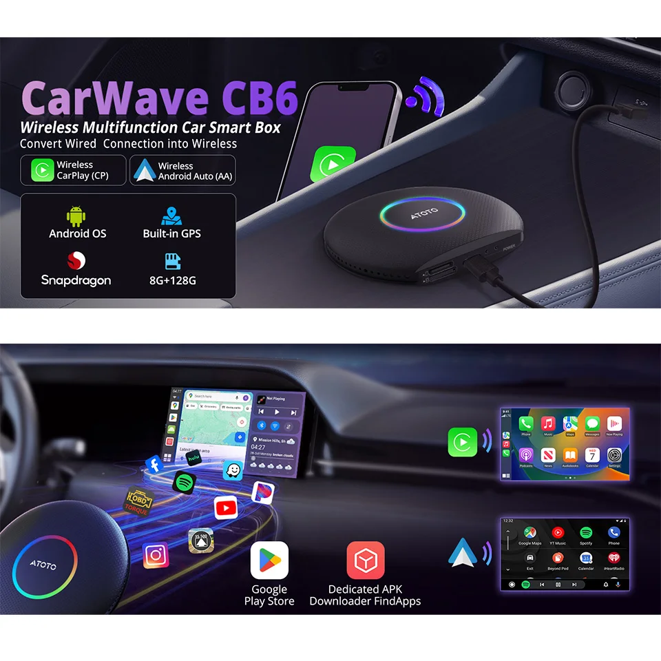 ATOTO Car AI Box Ring Kit Smart Android System Wireless Apple