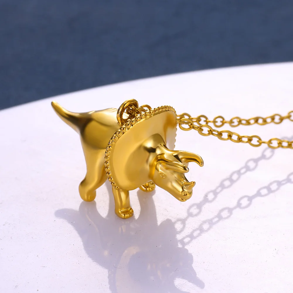 2024 Trend Dinosaurs Pendant Necklace For Girl boy Gold Color Chain Wildlife Cute Round Jewelry Children Accesorios Para Mujer