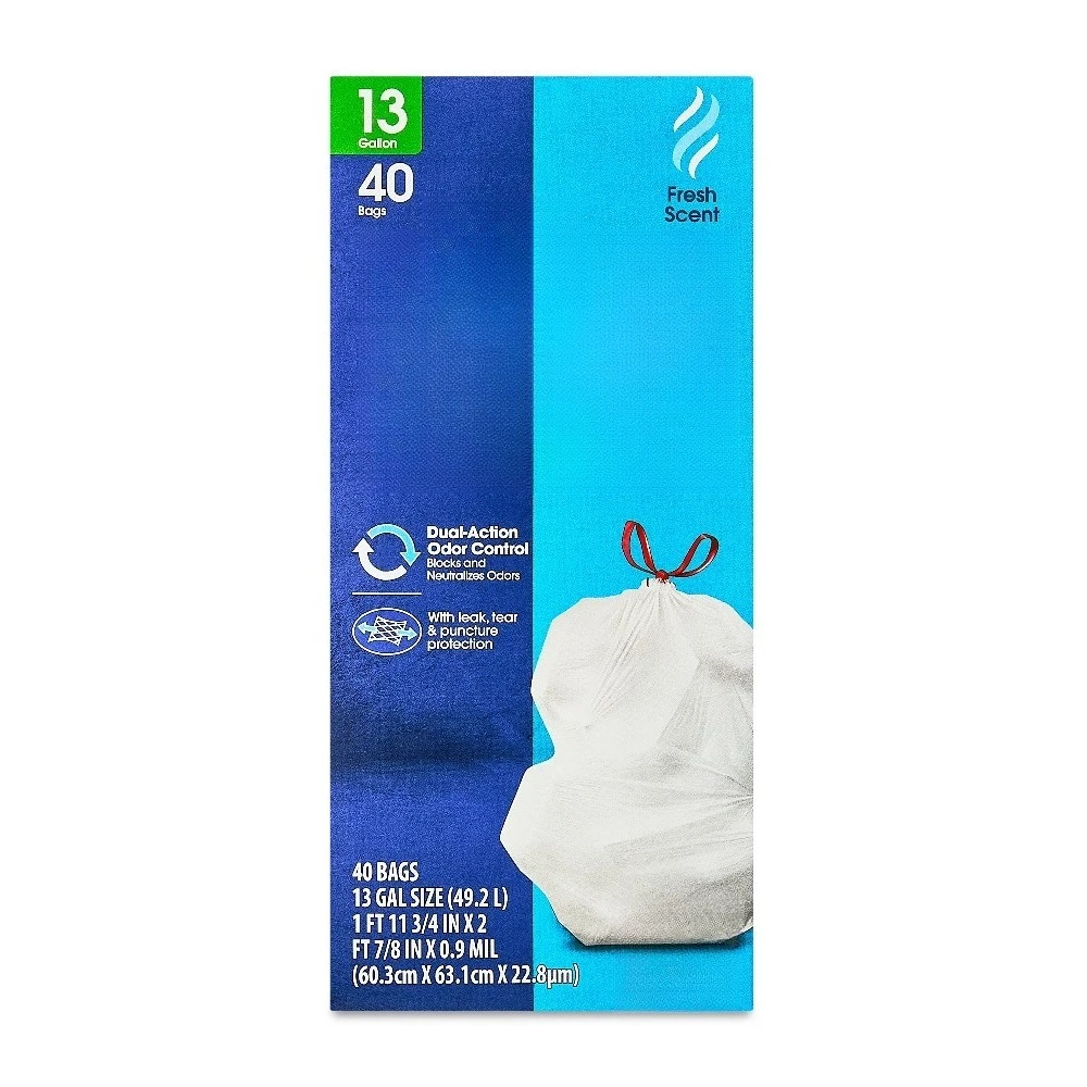 ICUTE-Large 13 Gallon Tall Kitchen Trash Bags with Drawstring Fresh Scent 40 Count Heavy Duty Wastebasket Liners for Home Office,Fast Delivery