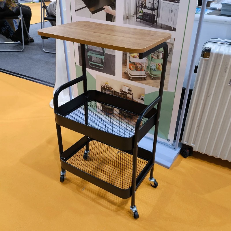 

Wooden Board Trolley Movable Coffee Table Living Room Sofa Storage Wheeled Tea Table Bedroom Storage Shelf Small Table Furniture