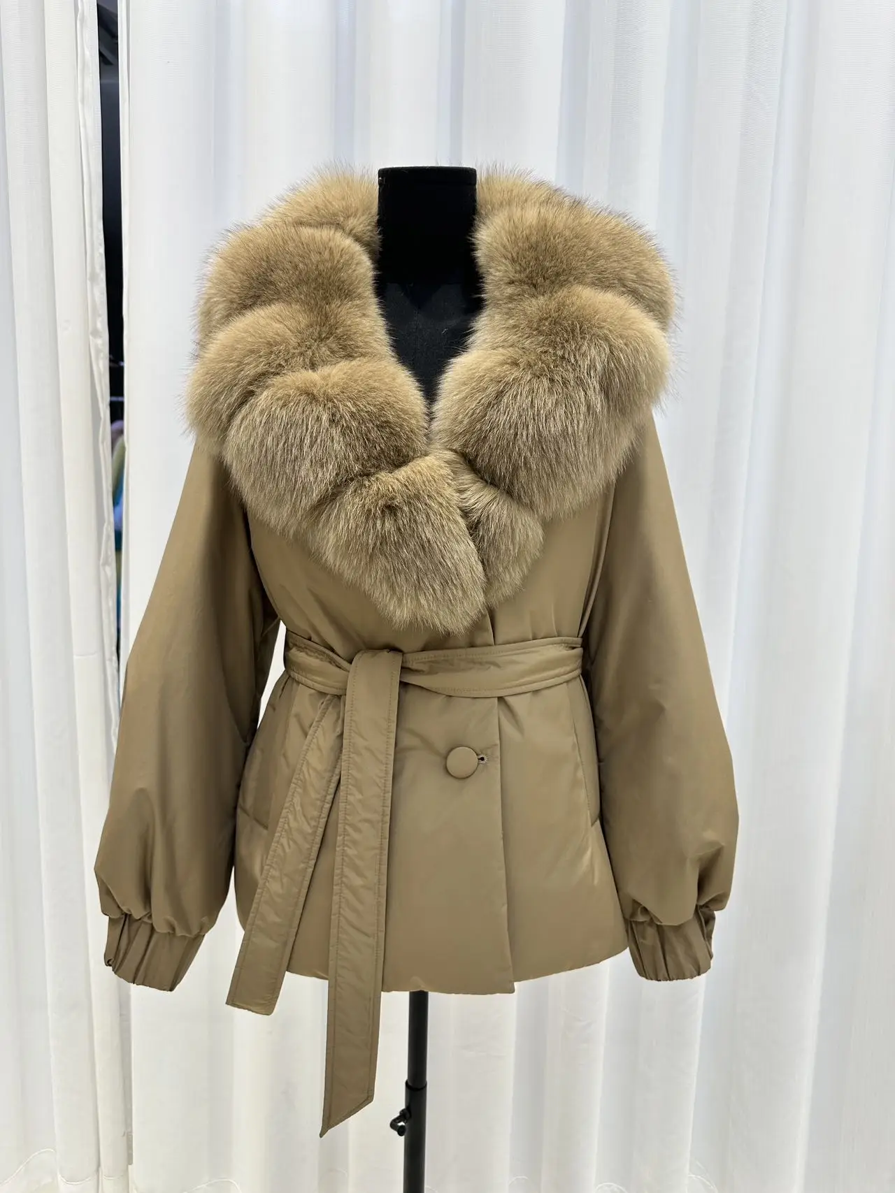 l معطف شتوي منتفخ بياقة من الفرو للنساء من ort Thiened Faionable معطف شتوي مقصوص للخصر كاجوال Sle أبيض Du down #2