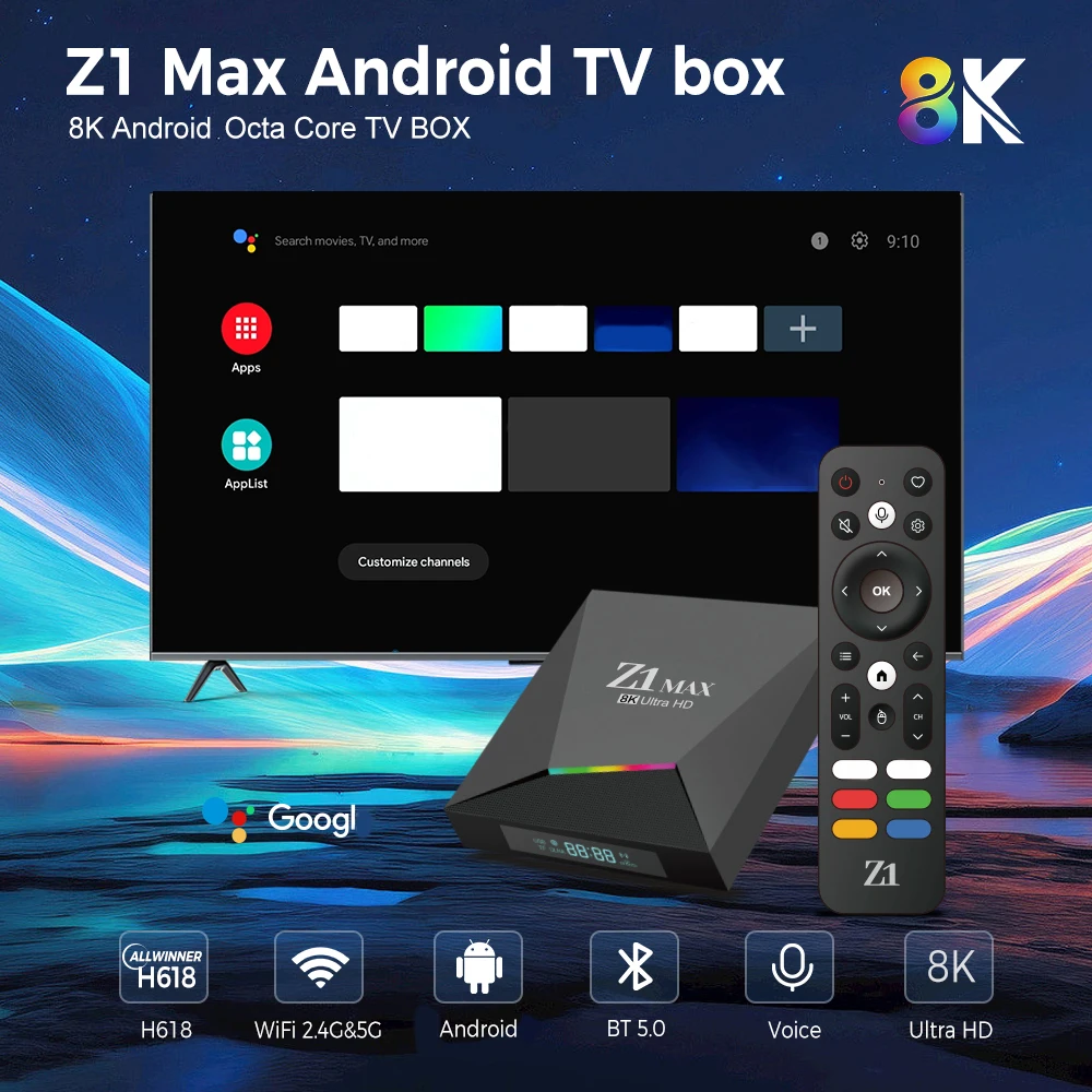 4K Android TV ボックス 4K 10箱セット Z1 Max Smart TV Box HD 8K 4K 4 5G WiFi BT5.0 100M LAN Voice