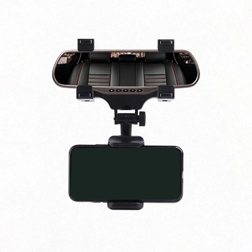 

Rear View Mirror Phone Holder 360 Degree Rotatable Retractable Car Mount Universal Size Adjustable Sturdy Construction Easy