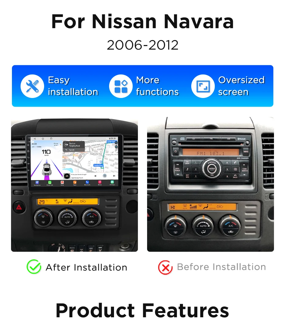 Junsun 360 ° Kamera 256GB Kabelloses CarPlay Android Auto Autoradio Stereo für Nissan Navara 3 D40 2006-2012 DSP GPS Touchscreen – Detail 5