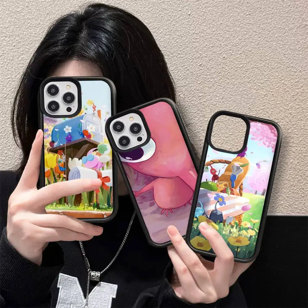 Game Cartoon P-Pikmin 4 PC+TPU Shockproof Protective Phone Case For iPhone17 14 15 16 Pro max 13 12 11 17 Air