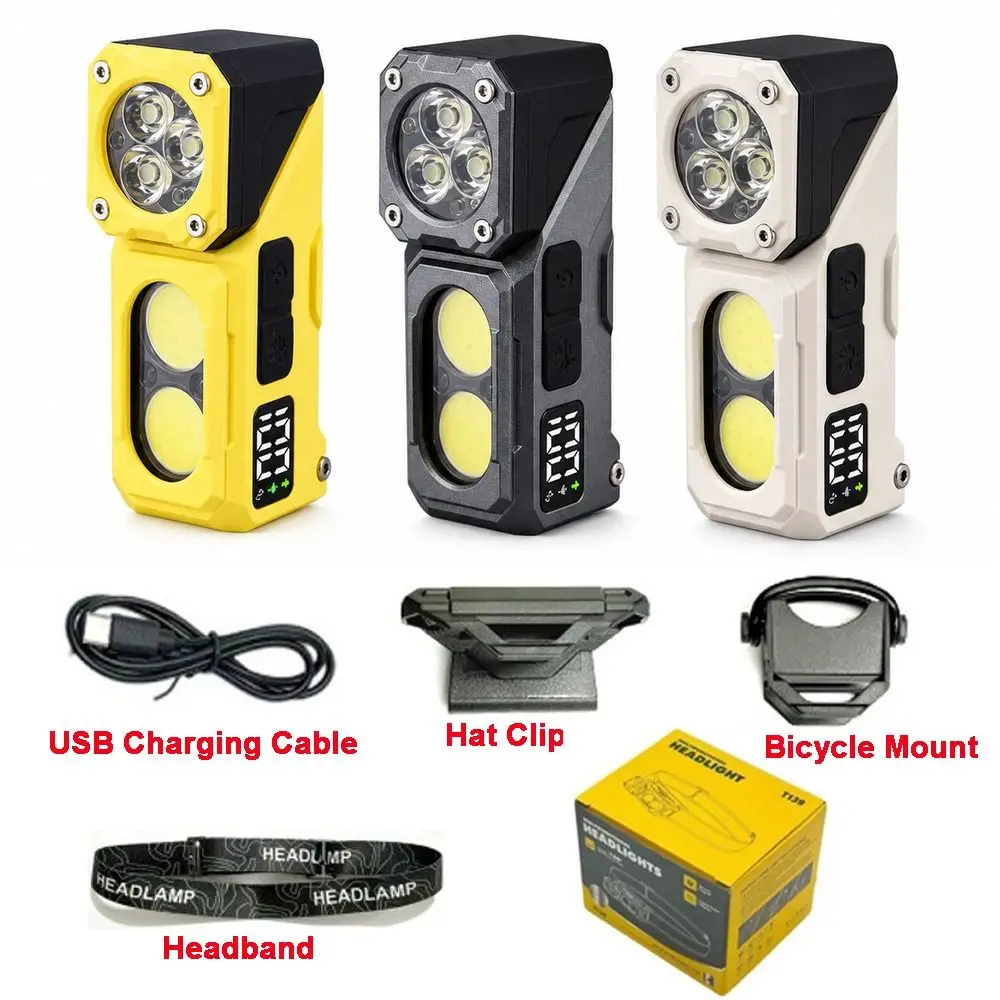 Wave Sensor Rechargeable Work Light Rotatable Head Magnetic Base Portable Work Lamp Dual Light Source Rechargeable