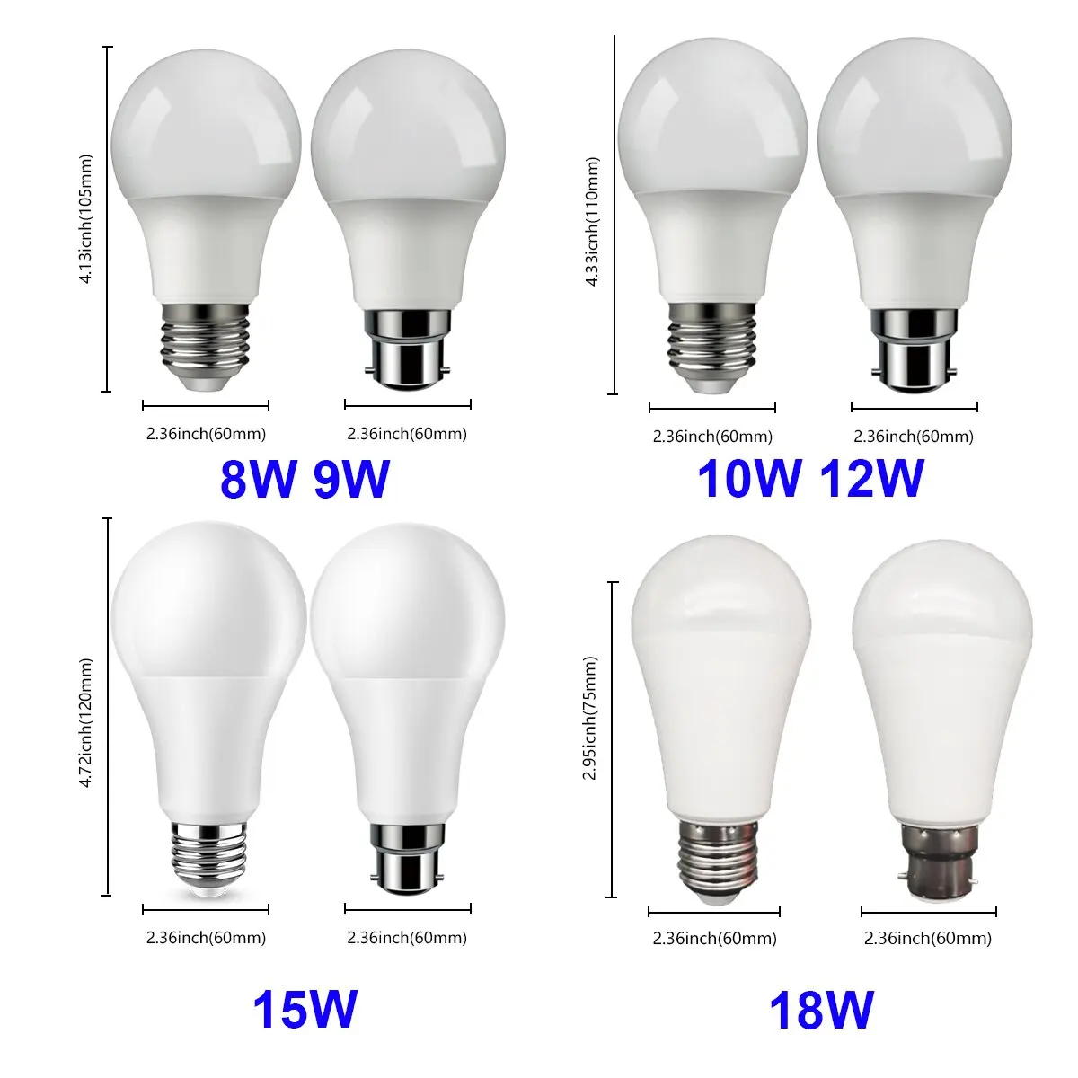 High Brightness LED Bulb A60 8W-18W E27 B22 Super Bright 3000K 6000K Energy Saving Lamp for Home Office Interior Lighting BulB