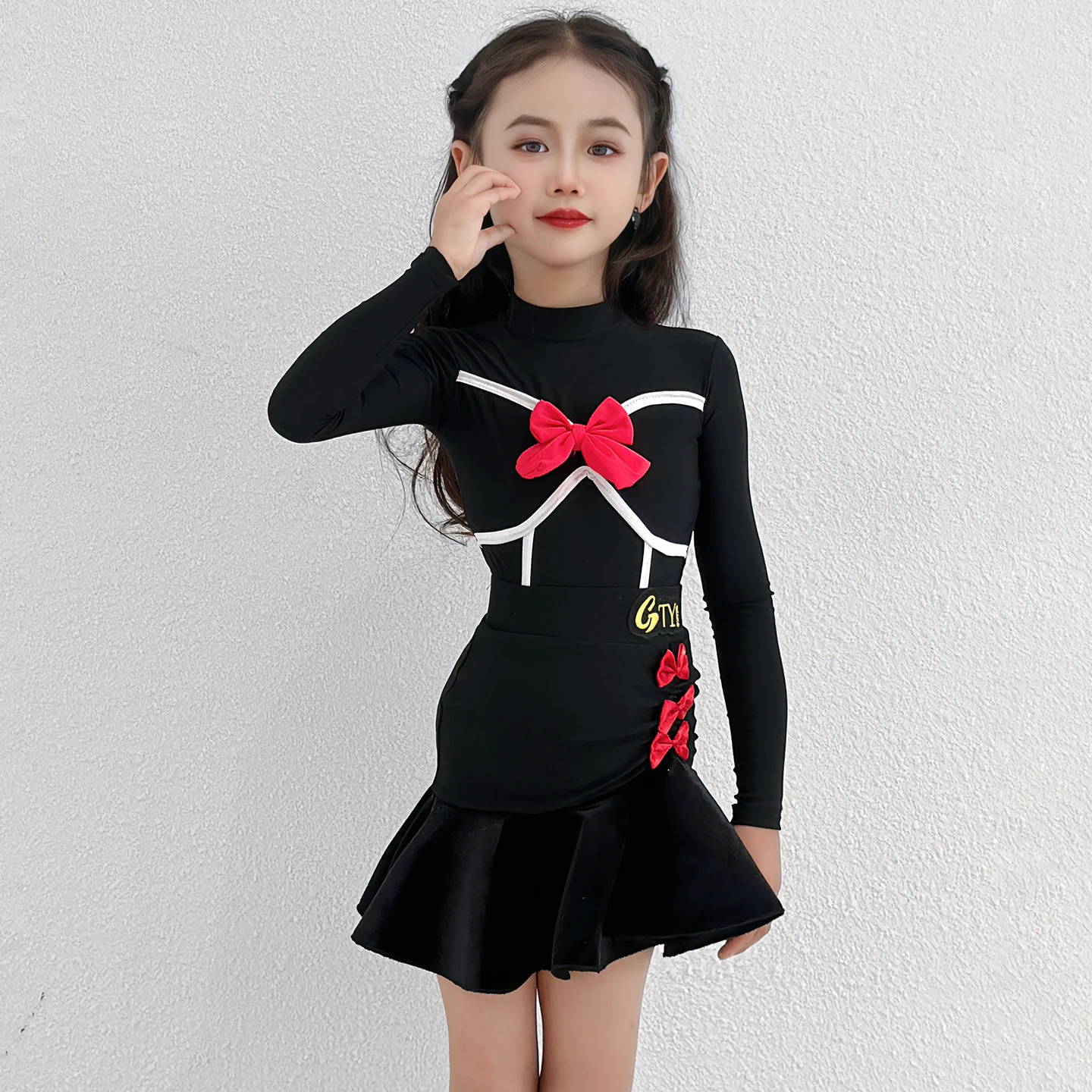 Vestido de baile latino de Salsa para niñas, vestido de práctica latina, vestido de salón de competición, traje de baile latino estándar para niños, falda de baile