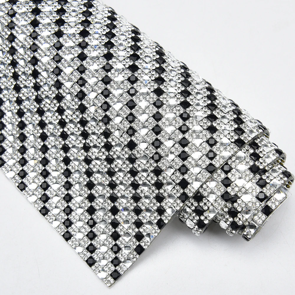 24*40cm Self Adhesive Glass Square and Round Rhinestone Sheet Crystal Diamond Mesh Trim Diy Phone Furniture Clothing Accessories