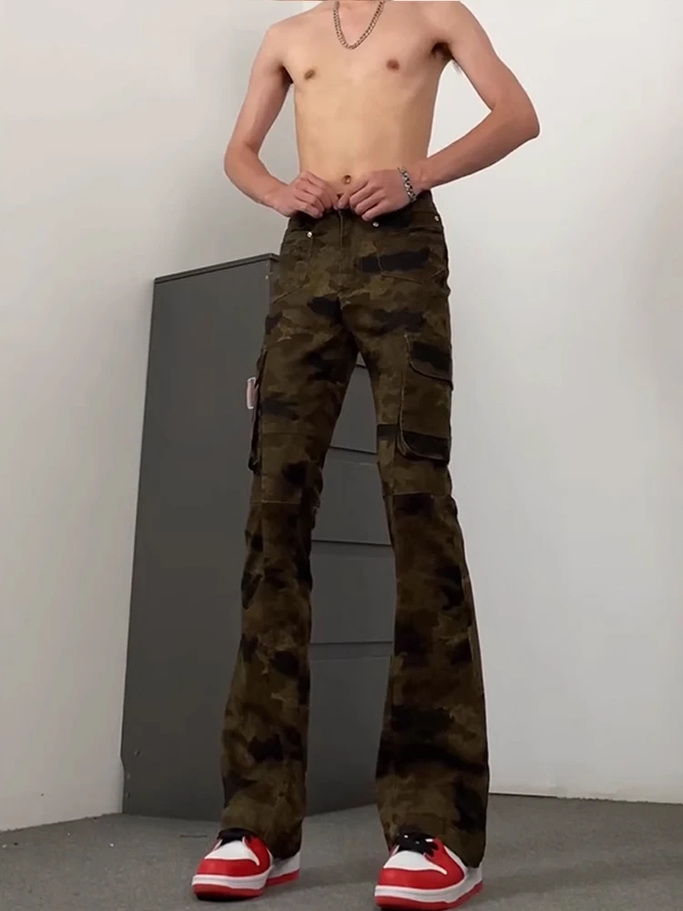 

Американские ретро чистые камуфляжные широкие брюки мужские Sle Multi ket рабочая одежда прямые длинные брюки для похудения