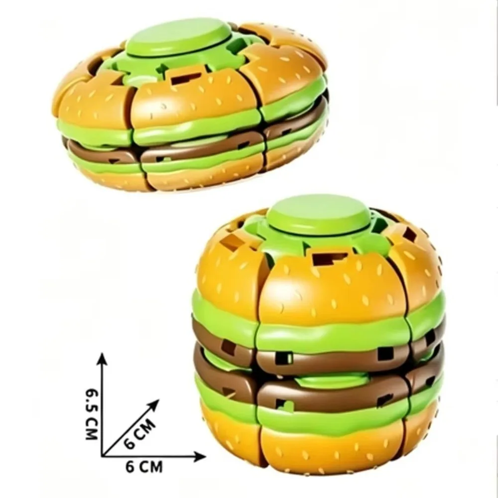 Burger Shape Hamburger Fidget Spinner Mechanical Gyro Stress Relief Burger Fidget Ball Portable Smooth Rotating Rotating Gyro