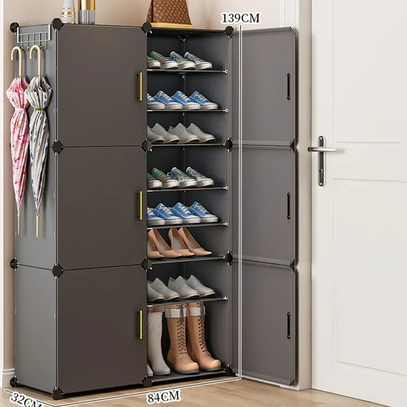 Multifuncional Narrow Shoe Rack, Metal Iron File, maca Multicamadas, Zapatero Móveis Modulares, Luxo Branco