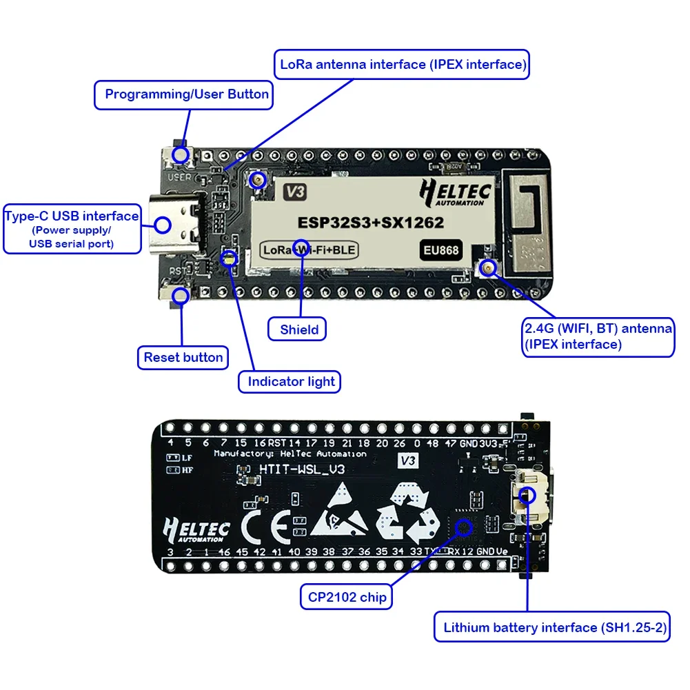 Heltec LoRa ESP32 Wireless Stick Lite(V3) ESP32-S3 SX1262 Wi-Fi+BT Development Board 868 915MHz LoRa Kit for Arduino Meshtastic