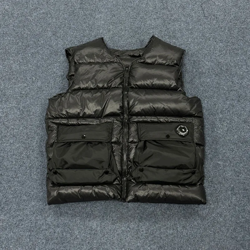 2025 European and American fashion brand autumn and winter new warm large pocket zipper sleeveless cotton vest